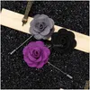 Pins Brooches 22 Colors Lapel Flower Man Woman Camellia Handmade Brooch Diameter 4Cm Men Suit Stick Pin Wholesale Drop Delivery Jewe Dhrzv