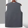 Men's Vests Polyester Fleece Vest Winter For Men Fall Single-breasted V Neck Plush Sleeveless Cardigan With