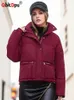 Dames Trenchcoats Warm Pluizig Dikker Parka's Winter Winddicht Sneeuwkleding Casual Parcas-jas Katoen gewatteerd Opstaande kraag Parkalar