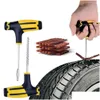 Andere interieuraccessoires Nieuwe autobandreparatietool Motorcycle Tubeless Tyre Wheels Kit Studding Set Puncture Plug Garage Tools Rubber Dhdpf