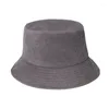 Bérets plat haut couleur unie velours côtelé femmes Protection solaire chapeau de pêcheur unisexe ombre printemps automne bassin casquette chapeaux pour