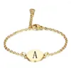 Bracelets à maillons dorés A-Z lettres gravées initiales pour femmes filles en acier titane 26 Alphabet rond pièce de monnaie bracelet bijoux de mode 307x