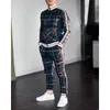 Mens Tracksuits Colorful Plaid Casual Zipper Hoodie Set 3D Print Autumn Male Sweatshirt Clothes For Men 240308