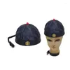 Berets Vintage Chinese Qingdynasty Hat voor themafeestje Volwassen kinderen