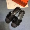 Slippare Casual Shoes 1- Läder tofflor Anti Slip Sandals Hög marknad Toppkvalitet Enkelhet Taste Fashion Andh240308