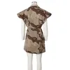 Arbeitskleider Felyn 2024 Ankunft 2 Stück Denim Damen Set Camouflage Jacke Minikleid Sommer Casual Street Outfits