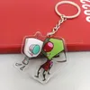 Keychains Funny Invader Zim Acrylic Keychain Cute Cartoon Green Alien Lanyard Anime Cosplay Accessories Gift