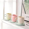 Kupalar vintage lale kahve kupa tabak seti zarif çiçek işareti fincan noel fincan kişiselleştirilmiş hediyeler çay gitmek
