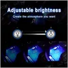 LED Şeritler Araba LED Işık Çubuğu 48 Mticolor İç Su Geçirmez Kit Kablosuz Uzaktan Kumanda Şarj Cihazı Damlası Dönüşü Işıkları Aydınlatma Tatil DHKC9