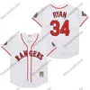 Rozmiar mężczyzn S-4xl zszyty TEXAS 34 Nolan Ryan 7 Ivan Rodriguez Baseball Jersey