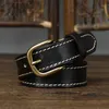 Belts % Pure Cowhide 2.8cm Wide Belt For Women Luxury Brand Female Belts Genuine Leather Pin Buckle Belts Fancy Vintage Waistband L240308