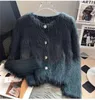 Cardigan tricoté en Imitation vison et cachemire pour femme, pull-over, manteau, doux, à la mode, automne et hiver, 2024
