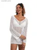 Maillots de bain pour femmes Femmes Crochet Cover Up Manches longues Creux Out Bikini Maillot de bain Cover Up 2024 Summer Beach Dress Maillots de bain L240308