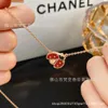 Designer Necklace VanCF Necklace Luxury Diamond Agate 18k Gold Clover Star Ladybug Necklace Womens Red Jade Marrow Pendant Plated with Rose Gold