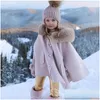 Płaszcz Baby Girl Faux Fur Cloak Winter Toddler Teens Child Princess Cape Top Top Warm Kid Ubrania 216Y 221128 DROP DH9F5