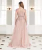 Robes de soirée rose manches longues avec traîne sirène 2024 Dubaï tenue de soirée robes pour femmes de mariage HO1063