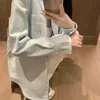 Chemise femme chemisier de créateur mode lettres de diamant d'eau chemises à manches longues simple Slim col Polo chemise en jean