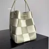 Bolsa com cordão balde sacos de moda superior padrão de couro de vaca real quadrado cinza e branco bolsa para mulheres com pacote original bolsa de mão de luxo