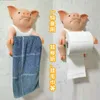 Creative Piggy Toilet Paper Holder PunchFree Wall Mounted Hand Tissue Box Towel Rack Reel Spool Device Bathroom Home Accessory 240304