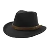 Ozyc Women Mens Wool Hollow Western Cowboy Hat z wielkością pasa mody dżentelmen Lady Jazz Jazz Jazz Toca Sombrero Cap 240228