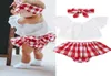 Bébé fille vêtements doux infantile Plaid mignon nouveau-né bébé fille 3 pièces épaules dénudées hauts robe courte bandeau tenues 024 mois7988907