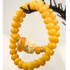 Strand Handmade Hair Ties With Natural Yellow Jade Buddhist Prayer Beads And Chinese Style Lion Dance Accessories