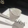 Bague en Moissanite Sier pour hommes, mode personnalisée, cœur glacé, diamants