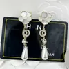 18K plaqué or 925 argent marque de luxe designers boucles d'oreilles style classique géométrique femmes cristal strass perle boucle d'oreille fête cadeau bijoux