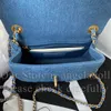 10A Mirror Quality Designers Mini Square Pearl Crush Bags Womens Small Rectangle Flap Gold Ball Bag Luxury Blue Denim Quilted Purse Crossbody Shoulder Strap Box Bag