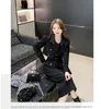 Luxury tweed Two Piece Set Women Outfits Female Vintage Lapel Short Jacket Coatspaghetti Rems Dress Suit Fall Winter Woolen S 240308