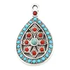 Charms 5st Bohemia Blue Royal Rhinestone Pendants Zink Based Alloy Chic Water Drop Antique Silver Color Charm 29mm x 17mm