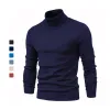 Tröjor Nya herrtröjor Vinter Turtleneck tjock casual Turtle Neck Solid Color Base Quality Warm Slim Pullover Women Tops