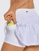 Aktif Pantolon Tenis Etek Pileli Yoga Pantolon Giysileri Kadın Çamaşırı Koşu Fitness Etek Yoga Pantolon Şort Spor Kısa Arka Bel Cep Fermuarı 240308