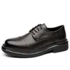 Chaussures décontractées printemps et automne hommes d'affaires en cuir Style britannique bout pointu hommes coiffeur tendance plat