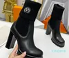 2024 Leather Ankle Boot Women Platform Desert Boots With Collar and Side Panels in Wool Fashion Sock Boot Treaded