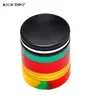 RICH DOG Rasta Color Aluminum Smoking Grinder Silicone Storage Stash Jars 63MM 5 Piece Metal Tobacco Grinder Herbal Crusher4926902