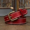 Belts % Pure Cowhide 2.8cm Wide Belt For Women Luxury Brand Female Belts Genuine Leather Pin Buckle Belts Fancy Vintage Waistband L240308