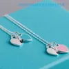 2024 Bijoux Designer Marque Colliers Edition Accueil Émail Double 925 Sterling Argent Amour Bleu Rose Rouge Collier En Forme De Coeur Chaîne Pendentif Lumière