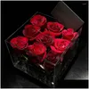 Present Wrap High Quality Rose Eternal Flower Bouquet Packing Box Transparent Akryl Crystal Packaging Drop Delivery Home Garden Festi Dhsug