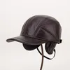 Berretti da baseball Berretto da baseball Uomo Inverno ispessito caldo Cappelli di protezione per le orecchie Anziani Tempo libero Antivento Cotone Pelle Pelliccia Fux Protezione solare