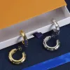 Women Girl Elegant Gold Silver Plated Hollow Letter Flower Hoop Earrings Luxury Brand Designer Stainless Steel Ear Stud Fashion Jewerlry Gifts Top Quality With Box