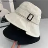 Chapeaux à larges bords Chapeaux de seau Chapeau de seau femmes pêcheur C avec boucle en métal Protection solaire printemps été chapeaux pour femmes coréennes dames chapeaux décontracté nouveau L240305