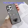 Handyhüllen Luxurys Glitzer-Juwelen-Hüllen Designer-Muster für 14 iPhone 13 Pro Max 14Plus 12 11 Bling Sparkling Rhinestone Diamond Designers Case 240304