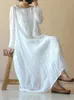 صيف Sundress Celmia Autumn Women Bohemian White Dress Fashion Fashion Long Sleeve Perspective غير الرسمي