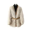 Fox Grass Cintura in pelliccia con scollo a V di media lunghezza da donna Celebrity Wind Haining 2023 Nuovo cappotto 455913