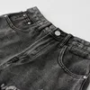 Black Ripped Denim Short Summer Style High Waist Stylish Cool Streetwear Girls Vintage Distressed Design Grunge 240228