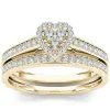 Wedding Rings 2pcs Bridal Set Elegant Crystal Engagement Ring Luxury Gold Color Round Heart Zircon for Women Boho Jewelry 2024308