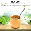 Water Bottles Wooden Yerba Gourd Mate Tea Set Handmade Natural Wood Coffee Cup With Spoon Straw Bombilla Brush 200ML(Light)