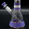 Stick Purple Hippies Glasschild Glaswasserrohr, transparente Glasbong, Glasschiffe, Borosilikat -Glasrauchergegenstand mit Farbschüssel, Raucherzubehör