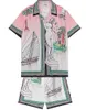 24SS Casablanca Men's Casual Shirts Venus Häller vatten gudinna Sport och fritid Kort ärmskjortor för män och kvinnor strandskjorta casablanc